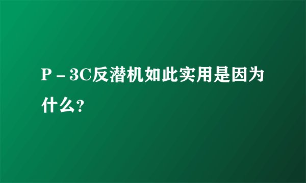 P-3C反潜机如此实用是因为什么?