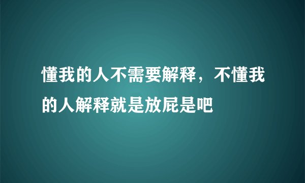 懂我的人不需要解释，不懂我的人解释就是放屁是吧