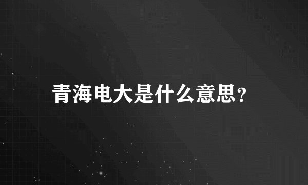 青海电大是什么意思？