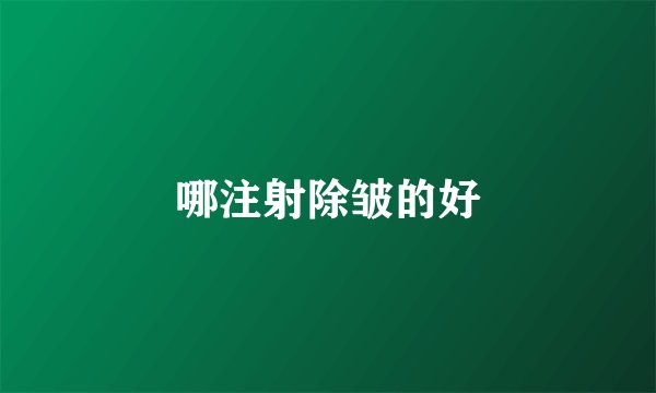 哪注射除皱的好
