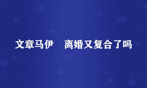 文章马伊琍离婚又复合了吗