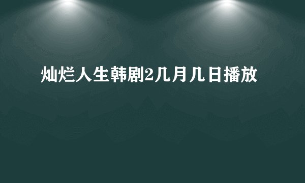 灿烂人生韩剧2几月几日播放