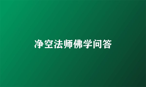 净空法师佛学问答