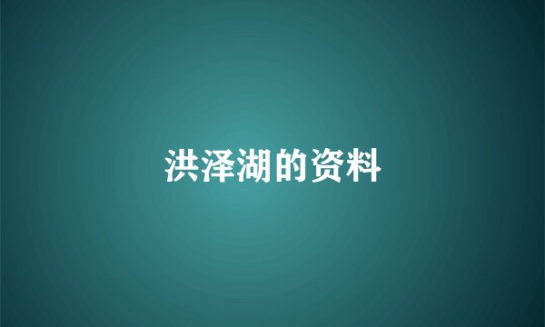 洪泽湖的资料