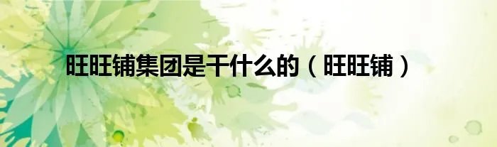 旺旺铺集团是干什么的（旺旺铺）