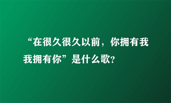 “在很久很久以前,你拥有我我拥有你”是什么歌?