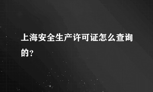 上海安全生产许可证怎么查询的？