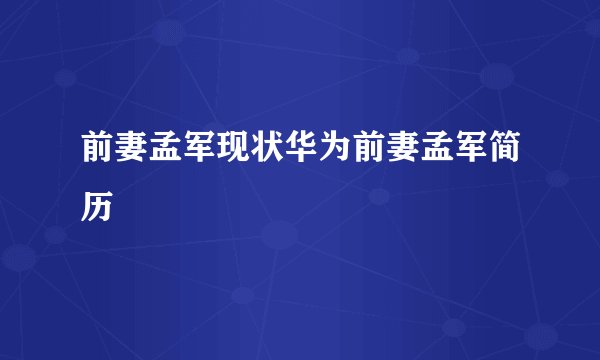 前妻孟军现状华为前妻孟军简历