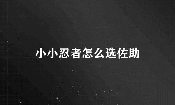 小小忍者怎么选佐助