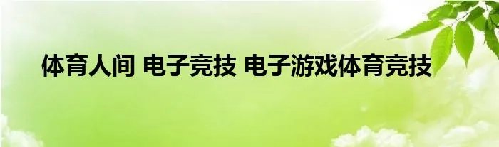 体育人间 电子竞技 电子游戏体育竞技