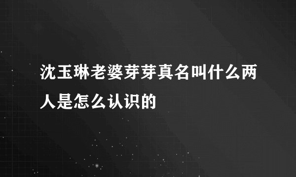 沈玉琳老婆芽芽真名叫什么两人是怎么认识的