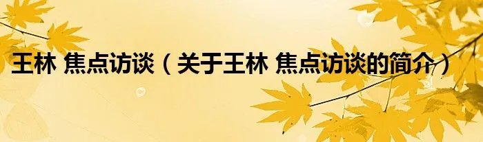 王林 焦点访谈（关于王林 焦点访谈的简介）