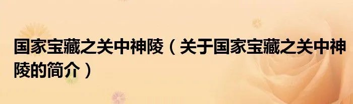 国家宝藏之关中神陵（关于国家宝藏之关中神陵的简介）