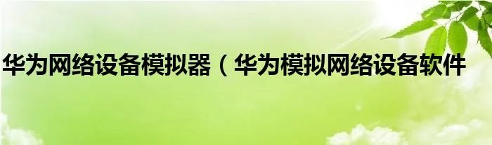 华为网络设备模拟器（华为模拟网络设备软件