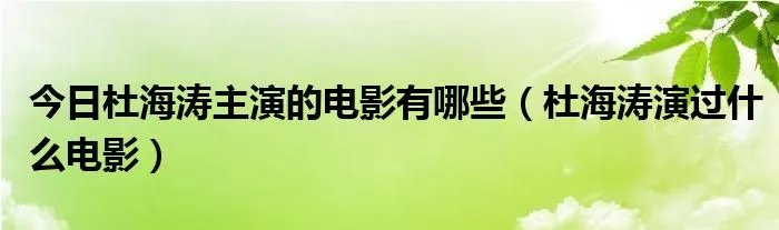 今日杜海涛主演的电影有哪些（杜海涛演过什么电影）