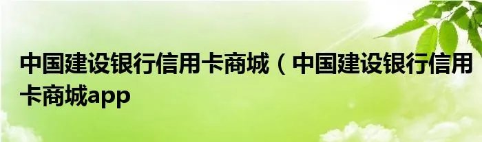 中国建设银行信用卡商城（中国建设银行信用卡商城app