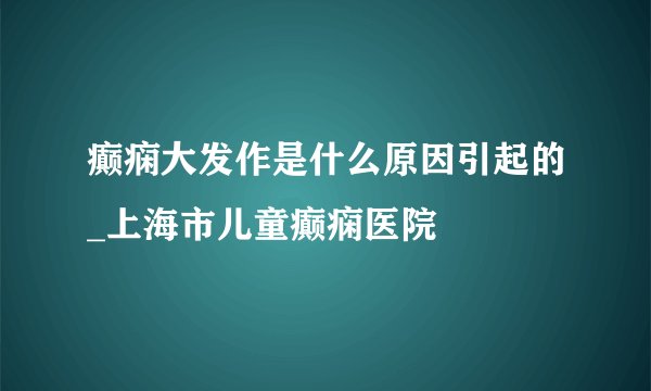 癫痫大发作是什么原因引起的_上海市儿童癫痫医院