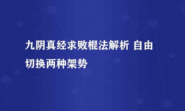 九阴真经求败棍法解析 自由切换两种架势