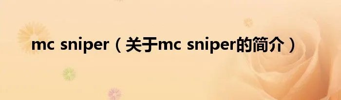 mc sniper（关于mc sniper的简介）