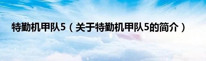 特勤机甲队5（关于特勤机甲队5的简介）