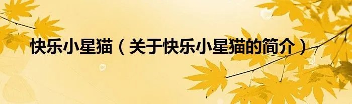 快乐小星猫（关于快乐小星猫的简介）