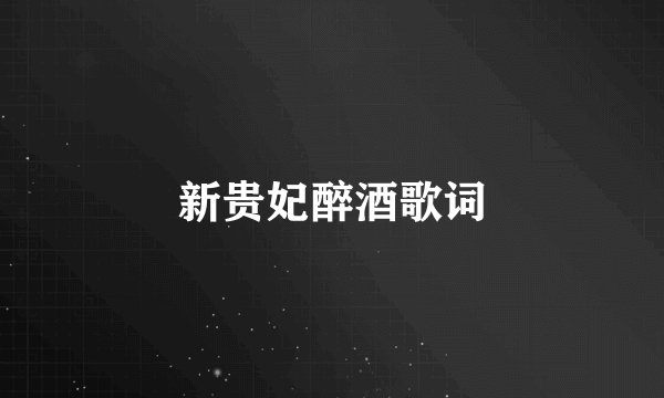 新贵妃醉酒歌词