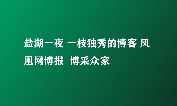 盐湖一夜 一枝独秀的博客 凤凰网博报  博采众家