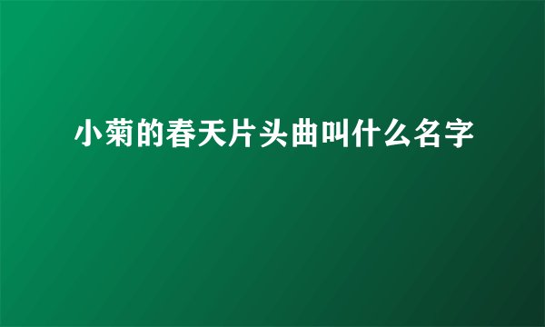 小菊的春天片头曲叫什么名字