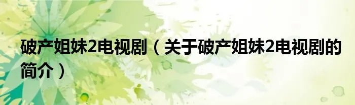 破产姐妹2电视剧（关于破产姐妹2电视剧的简介）