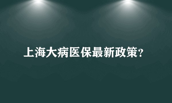 上海大病医保最新政策？