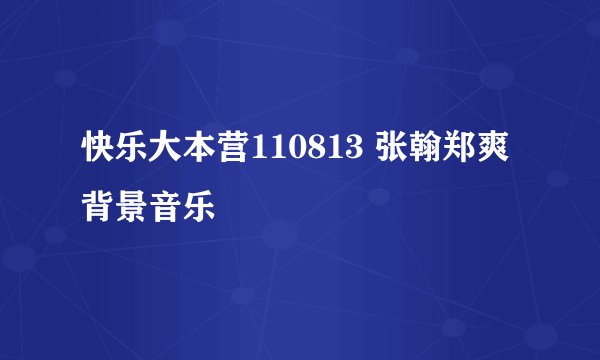快乐大本营110813 张翰郑爽背景音乐
