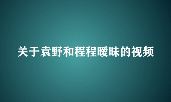 关于袁野和程程暧昧的视频