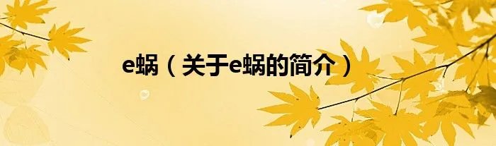 e蜗（关于e蜗的简介）