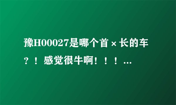 豫H00027是哪个首×长的车?!感觉很牛啊!!!!(豫HW4949,豫H 00061)