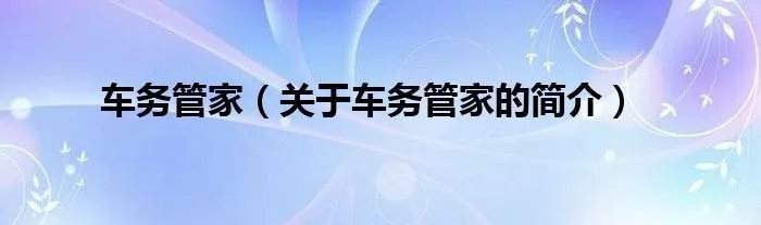 车务管家（关于车务管家的简介）