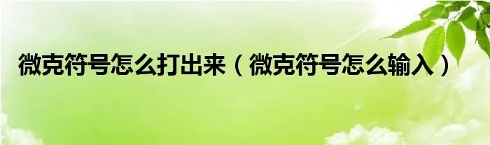 微克符号怎么打出来（微克符号怎么输入）