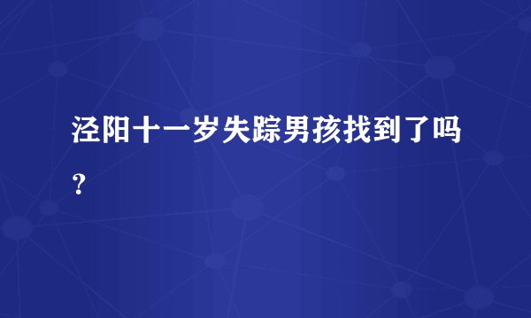 泾阳十一岁失踪男孩找到了吗？