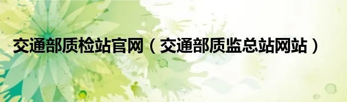 交通部质检站官网（交通部质监总站网站）