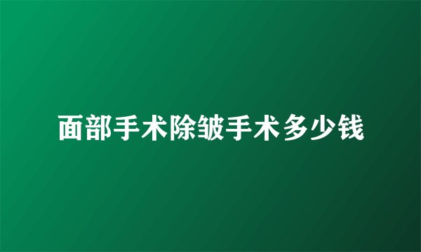 面部手术除皱手术多少钱
