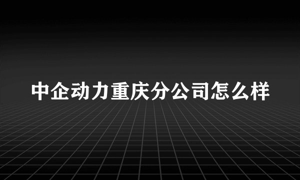 中企动力重庆分公司怎么样