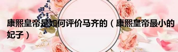 康熙皇帝是如何评价马齐的(康熙皇帝最小的妃子)