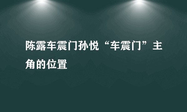 陈露车震门孙悦“车震门”主角的位置