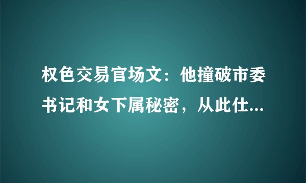 权色交易官场文：他撞破市委书记和女下属秘密，从此仕途一帆风顺