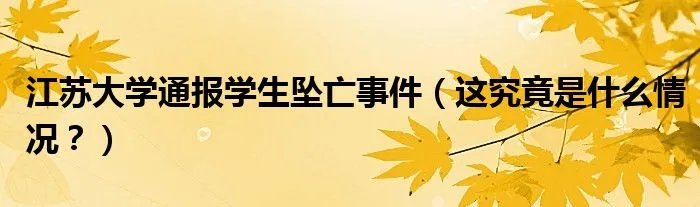 江苏大学通报学生坠亡事件（这究竟是什么情况？）