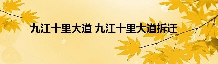 九江十里大道 九江十里大道拆迁