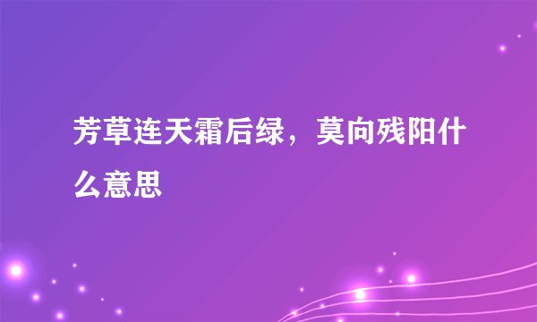 芳草连天霜后绿，莫向残阳什么意思