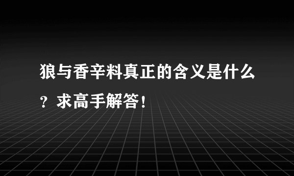 狼与香辛料真正的含义是什么?求高手解答!