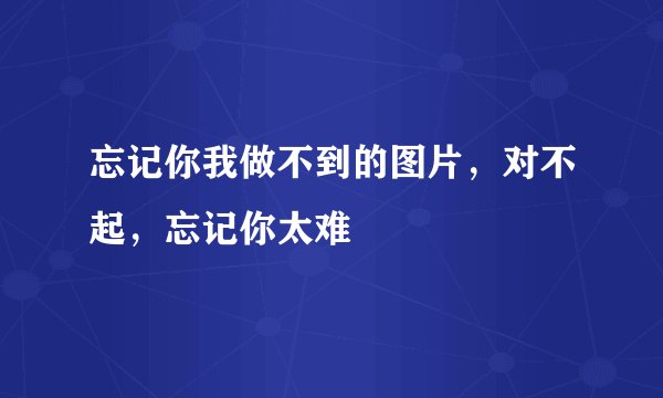 忘记你我做不到的图片,对不起,忘记你太难