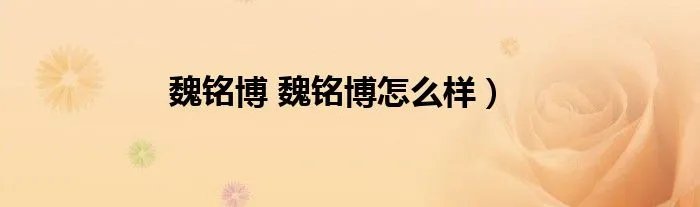 魏铭博 魏铭博怎么样)