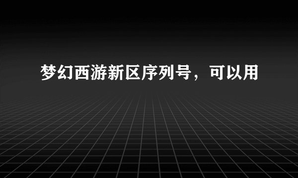 梦幻西游新区序列号,可以用